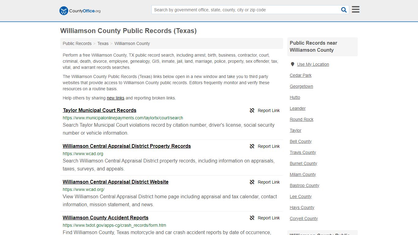 Williamson County Public Records (Texas) - County Office